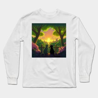Adorable Two Cats Looking At Sunset Nirvana Long Sleeve T-Shirt